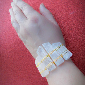 Quartz Adjustable Cuff Bracelet Wire Wrap Jewelry